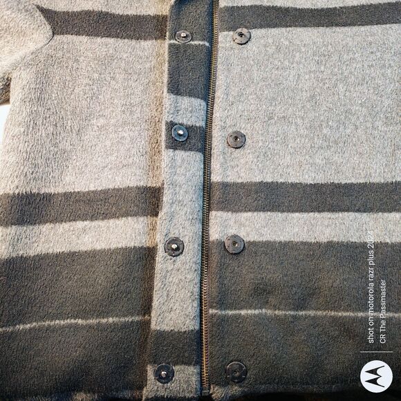 Ann Taylor LOFT Gray Black Striped Wool Blend Long Full Zip Coat*The Passmaster* - Picture 11 of 11